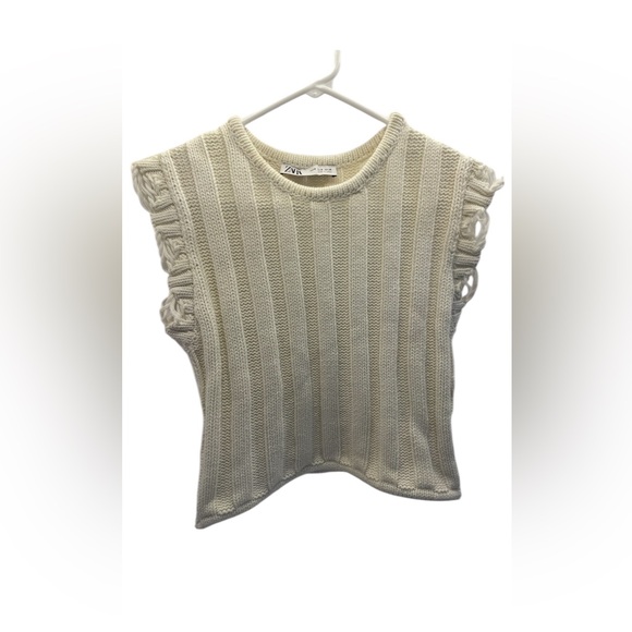 Zara Cream Knit Crop Top - Picture 4 of 8